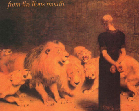 Capa do álbum The Sound From the Lion's Mouth com figura feminina e leões.