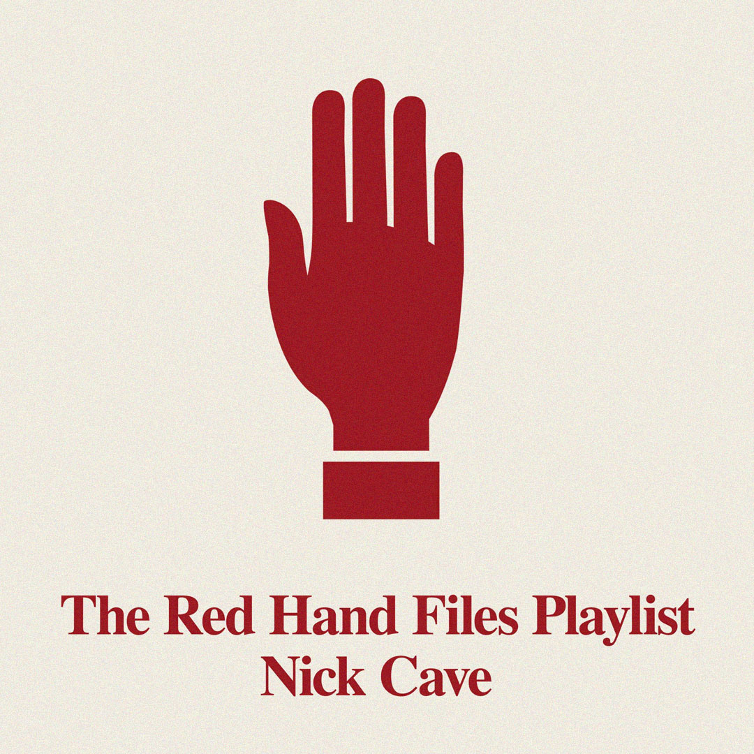 Imagem gráfica da Red Hand associada a playlist de Nick Cave.